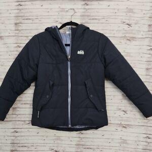 REI Boys Navy Hooded Quilted Puffer Jacket